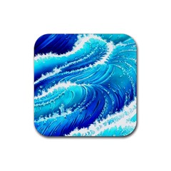 Simple Blue Ocean Wave Rubber Coaster (square) by GardenOfOphir