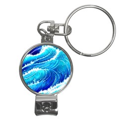 Simple Blue Ocean Wave Nail Clippers Key Chain by GardenOfOphir