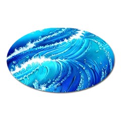 Simple Blue Ocean Wave Oval Magnet by GardenOfOphir