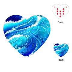 Simple Blue Ocean Wave Playing Cards Single Design (heart) by GardenOfOphir