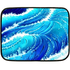 Simple Blue Ocean Wave One Side Fleece Blanket (mini) by GardenOfOphir