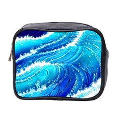 Simple Blue Ocean Wave Mini Toiletries Bag (two Sides) by GardenOfOphir