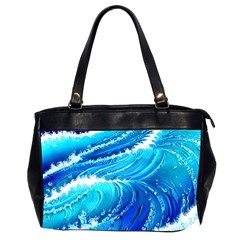 Simple Blue Ocean Wave Oversize Office Handbag (2 Sides) by GardenOfOphir