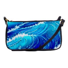 Simple Blue Ocean Wave Shoulder Clutch Bag by GardenOfOphir