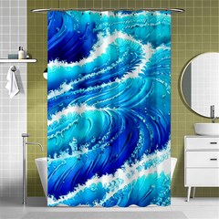 Simple Blue Ocean Wave Shower Curtain 48  X 72  (small)  by GardenOfOphir