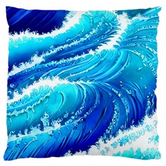 Simple Blue Ocean Wave Large Cushion Case (two Sides) by GardenOfOphir