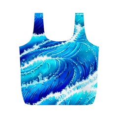 Simple Blue Ocean Wave Full Print Recycle Bag (m) by GardenOfOphir