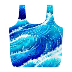 Simple Blue Ocean Wave Full Print Recycle Bag (l) by GardenOfOphir