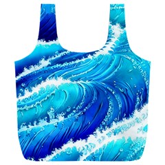 Simple Blue Ocean Wave Full Print Recycle Bag (xxl) by GardenOfOphir