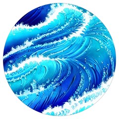 Simple Blue Ocean Wave Round Trivet by GardenOfOphir