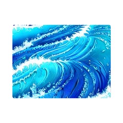 Simple Blue Ocean Wave One Side Premium Plush Fleece Blanket (mini) by GardenOfOphir