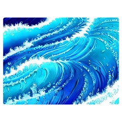 Simple Blue Ocean Wave One Side Premium Plush Fleece Blanket (extra Small)