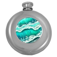 Ocean Waves Design In Pastel Colors Round Hip Flask (5 Oz) by GardenOfOphir