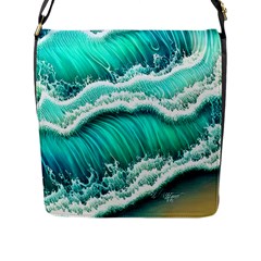 Ocean Waves Design In Pastel Colors Flap Closure Messenger Bag (l) by GardenOfOphir