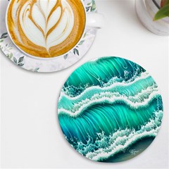 Ocean Waves Design In Pastel Colors Uv Print Round Tile Coaster by GardenOfOphir