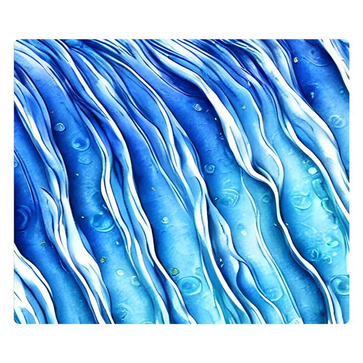 Nature Ocean Waves One Side Premium Plush Fleece Blanket (Small)