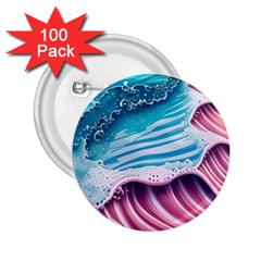 Pink Wave Crashing On The Shore 2 25  Buttons (100 Pack)  by GardenOfOphir