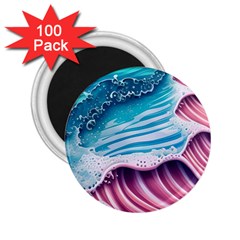 Pink Wave Crashing On The Shore 2 25  Magnets (100 Pack)  by GardenOfOphir