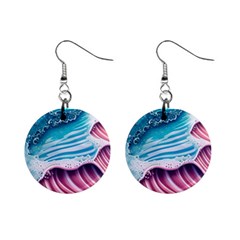 Pink Wave Crashing On The Shore Mini Button Earrings by GardenOfOphir