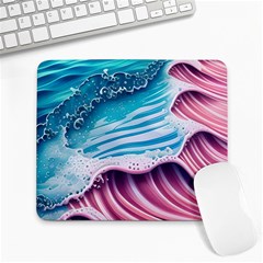 Pink Wave Crashing On The Shore Large Mousepad by GardenOfOphir