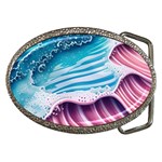 Pink Wave Crashing On The Shore Belt Buckles Front