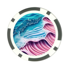 Pink Wave Crashing On The Shore Poker Chip Card Guard by GardenOfOphir