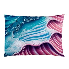 Pink Wave Crashing On The Shore Pillow Case by GardenOfOphir