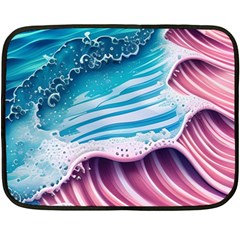 Pink Wave Crashing On The Shore One Side Fleece Blanket (mini) by GardenOfOphir