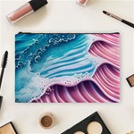 Pink Wave Crashing On The Shore Cosmetic Bag (Large) Front