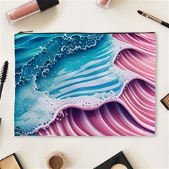 Pink Wave Crashing On The Shore Cosmetic Bag (xl) by GardenOfOphir