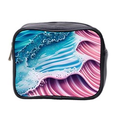 Pink Wave Crashing On The Shore Mini Toiletries Bag (two Sides) by GardenOfOphir