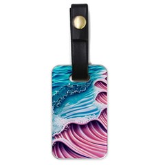 Pink Wave Crashing On The Shore Luggage Tag (one Side) by GardenOfOphir