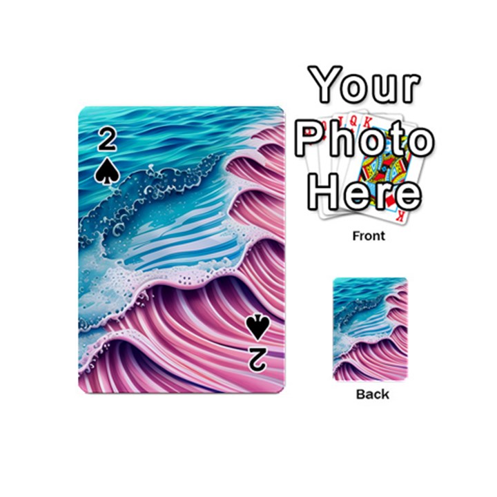 Pink Wave Crashing On The Shore Playing Cards 54 Designs (Mini)