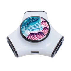 Pink Wave Crashing On The Shore 3-port Usb Hub by GardenOfOphir