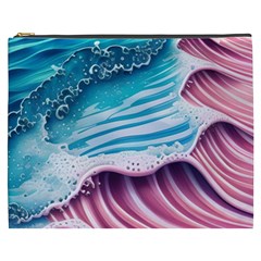 Pink Wave Crashing On The Shore Cosmetic Bag (xxxl) by GardenOfOphir