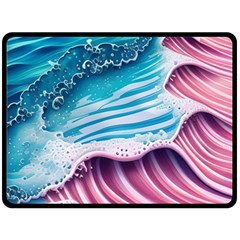 Pink Wave Crashing On The Shore Fleece Blanket (large) by GardenOfOphir