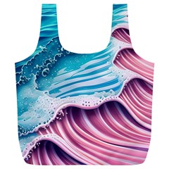 Pink Wave Crashing On The Shore Full Print Recycle Bag (xl) by GardenOfOphir