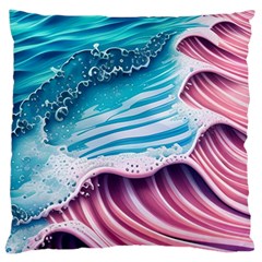 Pink Wave Crashing On The Shore Standard Premium Plush Fleece Cushion Case (one Side) by GardenOfOphir