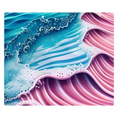 Pink Wave Crashing On The Shore Premium Plush Fleece Blanket (small) by GardenOfOphir