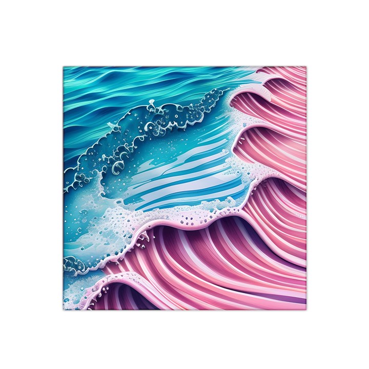 Pink Wave Crashing On The Shore Satin Bandana Scarf 22  x 22 