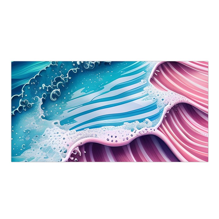 Pink Wave Crashing On The Shore Satin Shawl 45  x 80 