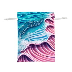 Pink Wave Crashing On The Shore Lightweight Drawstring Pouch (m) by GardenOfOphir