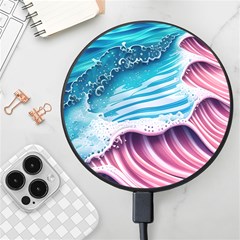 Pink Wave Crashing On The Shore Wireless Fast Charger(black)