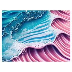 Pink Wave Crashing On The Shore Premium Plush Fleece Blanket (extra Small)