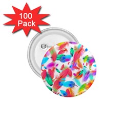 Feathers Pattern Background Colorful Plumage 1 75  Buttons (100 Pack)  by Ravend