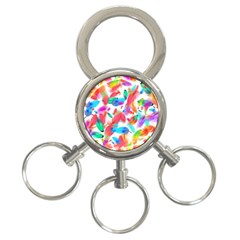 Feathers Pattern Background Colorful Plumage 3-ring Key Chain by Ravend