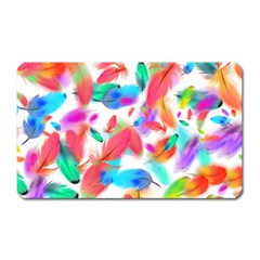 Feathers Pattern Background Colorful Plumage Magnet (rectangular) by Ravend