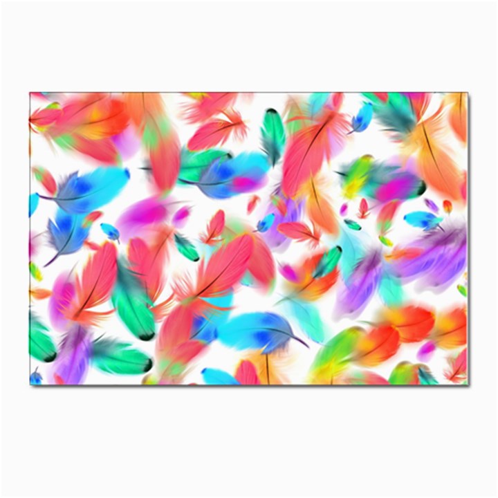 Feathers Pattern Background Colorful Plumage Postcards 5  x 7  (Pkg of 10)