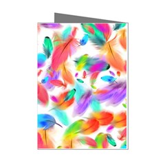 Feathers Pattern Background Colorful Plumage Mini Greeting Cards (pkg Of 8) by Ravend