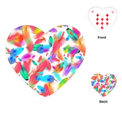 Feathers Pattern Background Colorful Plumage Playing Cards Single Design (heart)